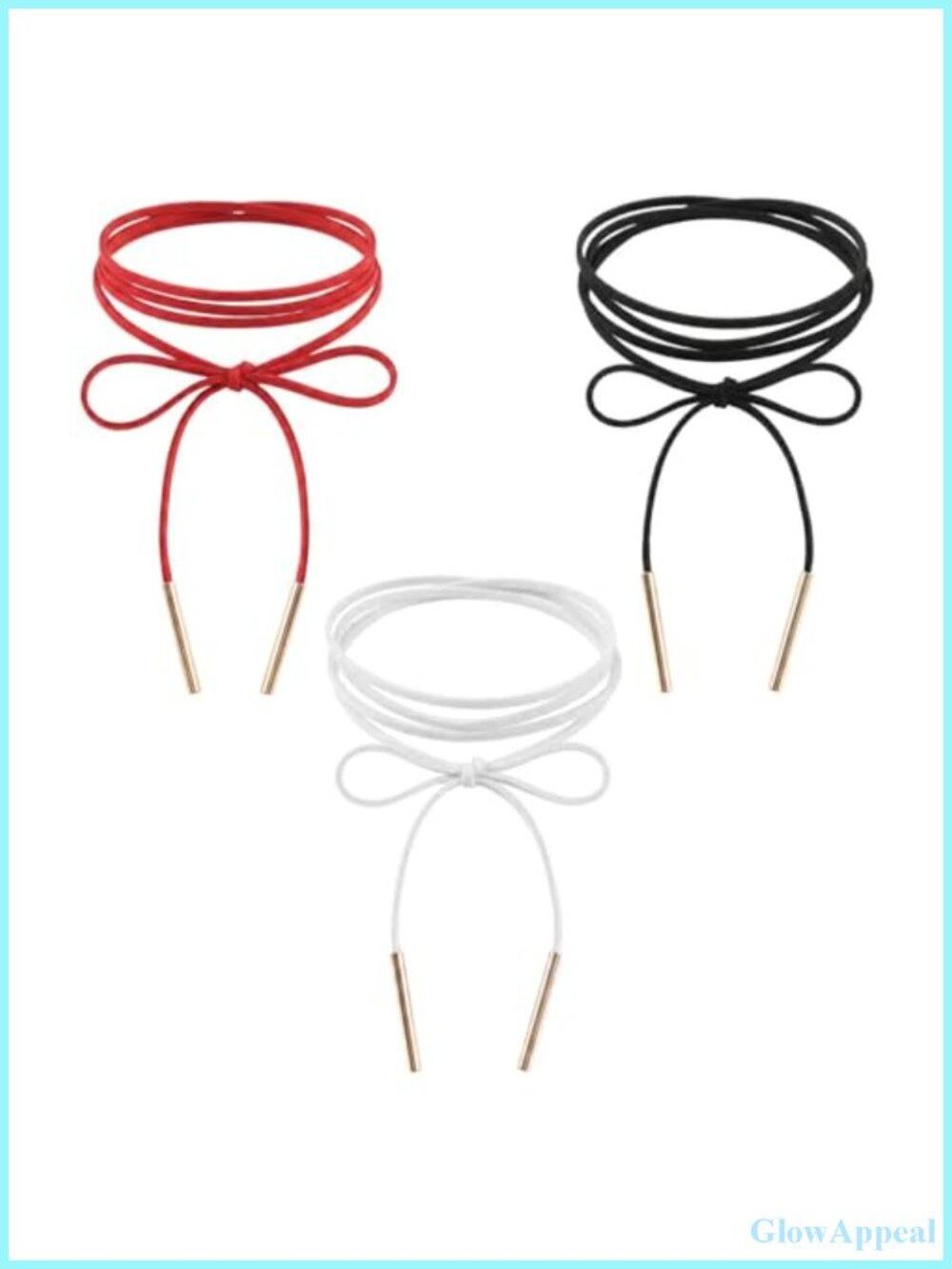3 Pc Velvet Bow-Knot Choker Necklace Set Gold Tube Adjustable Gothic